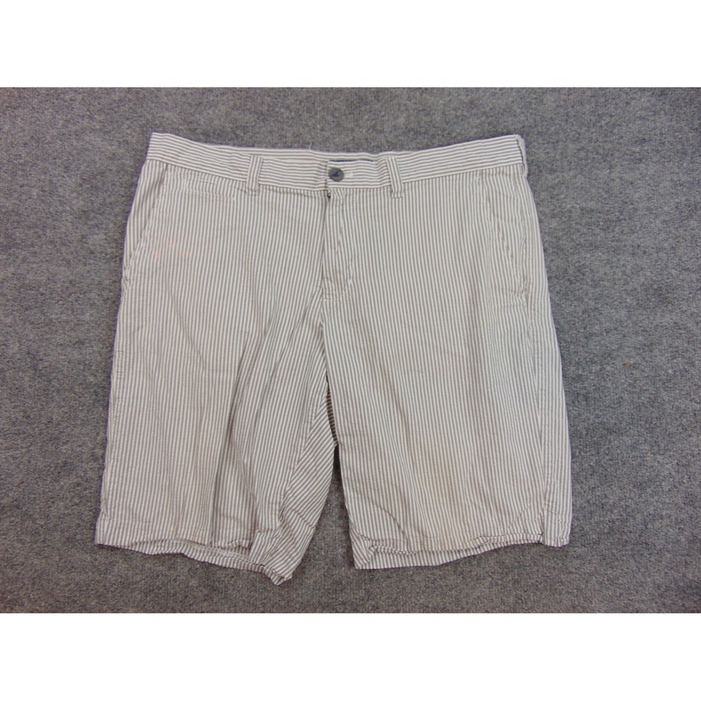 Broletto‎ Shorts Mens 36 Seersucker Gray White Striped Preppy Coastal Summer